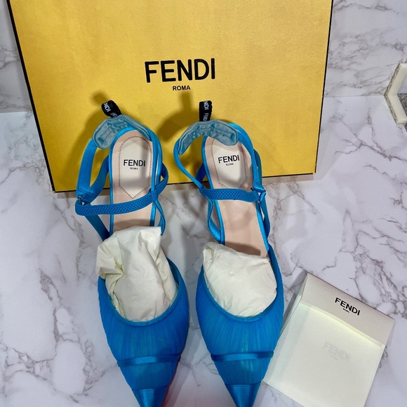 FENDI Blue Tulle Slingback - Picture 2 of 15
